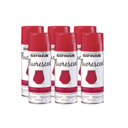 Rust-Oleum® Specialty Fluorescent Spray Paint, Flat Fluorescent Pink, 11 oz Aerosol Can, 6/Carton (RST342569)