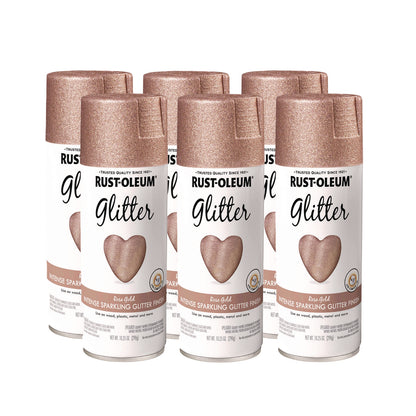 Rust-Oleum® Specialty Glitter Spray Paint, Glitter Rose Gold, 10.25 oz Aerosol Can, 6/Carton (RST344697)