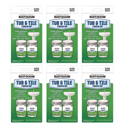 Rust-Oleum® Specialty Gloss White Tub and Tile Touch Up, Gloss White, 0.54 oz Glass Vials, 6 Kits/Carton (RST244166)