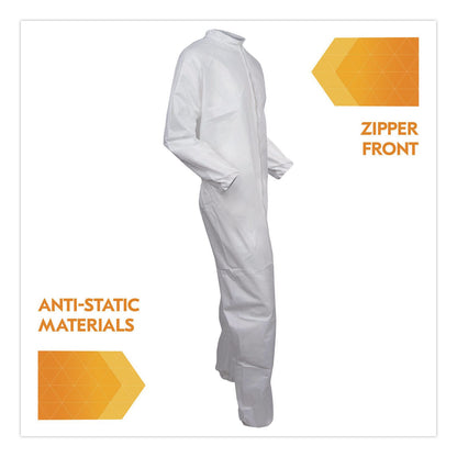KleenGuard™ KGA35 Liquid and Particle Protection Coveralls, Elastic Wrist and Ankles, Medium, White, 25/Carton (ANS38926)