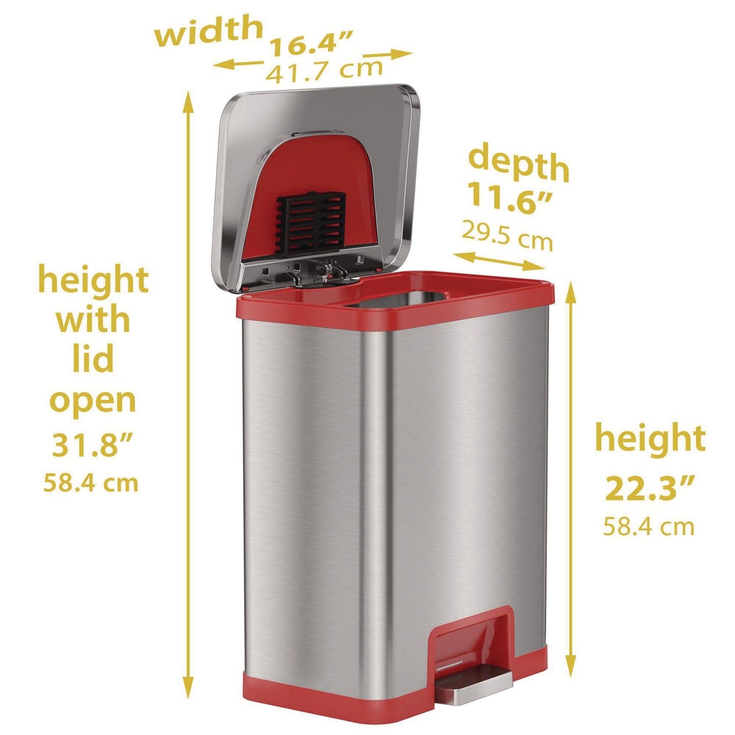 hls-commercial-r-step-pedal-sensor-trash-can-13-gal-plastic-stainless-steel-silver-red-hlmhls13sr_4