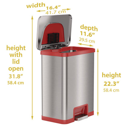 hls-commercial-r-step-pedal-sensor-trash-can-13-gal-plastic-stainless-steel-silver-red-hlmhls13sr_4