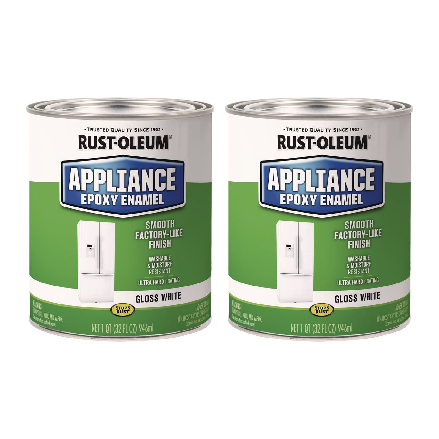Rust-Oleum® Appliance Epoxy Gloss Paint, Gloss White, 1 qt Bucket/Pail, 2/Carton (RST241168)