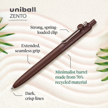 uniball-zento-gel-pen-retractable-medium-0-7-mm-black-ink-adobe-linen-mist-umber-barrel-colors-dozen-ubc70660_2