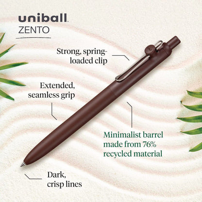 uniball-zento-gel-pen-retractable-medium-0-7-mm-black-ink-adobe-linen-mist-umber-barrel-colors-dozen-ubc70660_2