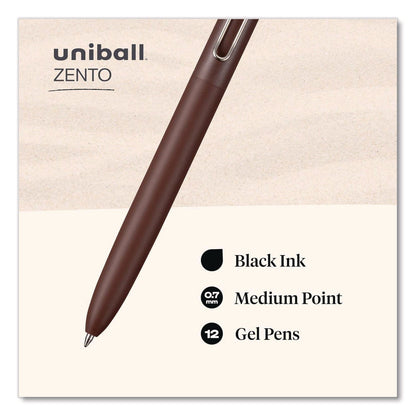 uniball-zento-gel-pen-retractable-medium-0-7-mm-black-ink-adobe-linen-mist-umber-barrel-colors-dozen-ubc70660_4