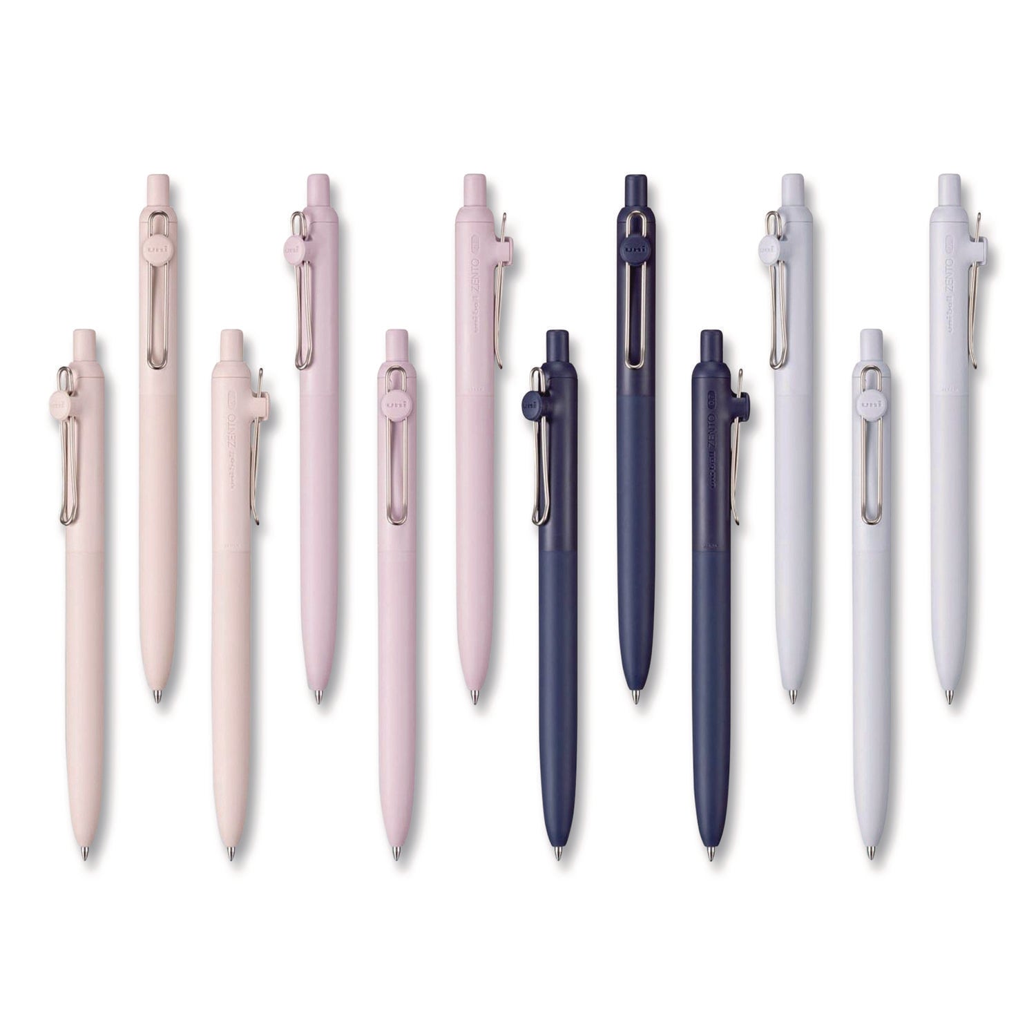 uniball-zento-gel-pen-retractable-medium-0-7-mm-black-ink-coastal-fog-ivory-lavender-barrel-colors-dozen-ubc70663_3