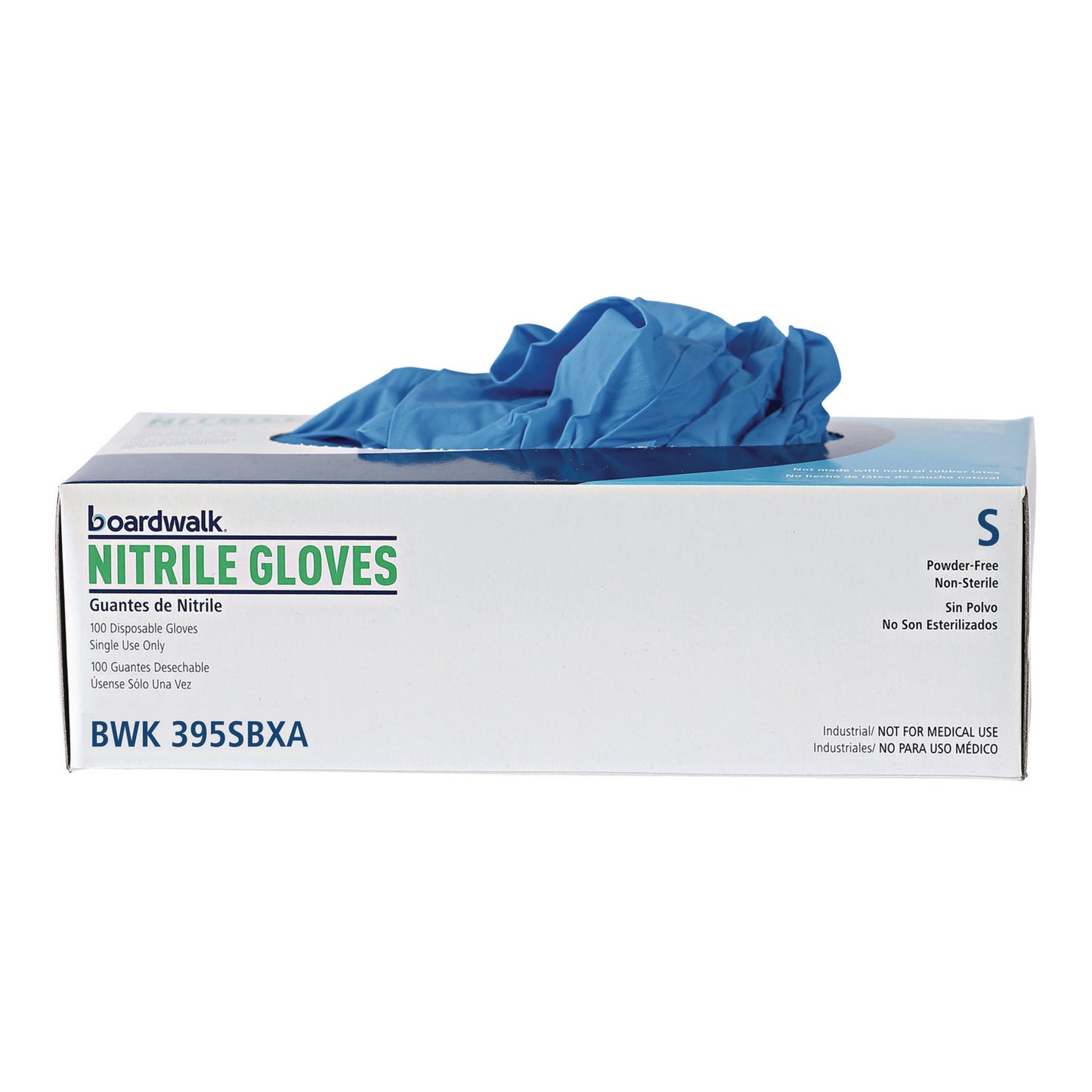 Boardwalk® Blue Disposable Nitrile Gloves, 380 Series, Powder-Free, Large, 4 mil Thick, 9.5" Long, Blue, 100/Box, 10 Boxes/Carton (BWK370LCT)