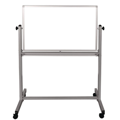 Luxor Mobile Magnetic Whiteboard, 36" x 24", White Surface, Silver Aluminum Frame (LXCMB3624WW)