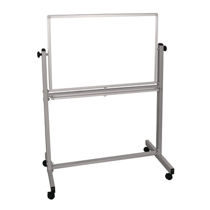 Luxor Mobile Magnetic Whiteboard, 36" x 24", White Surface, Silver Aluminum Frame (LXCMB3624WW)