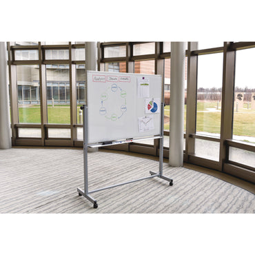 Luxor Mobile Magnetic Whiteboard, 96" x 40", White Surface, Silver Aluminum Frame (LXCMB9640WW)