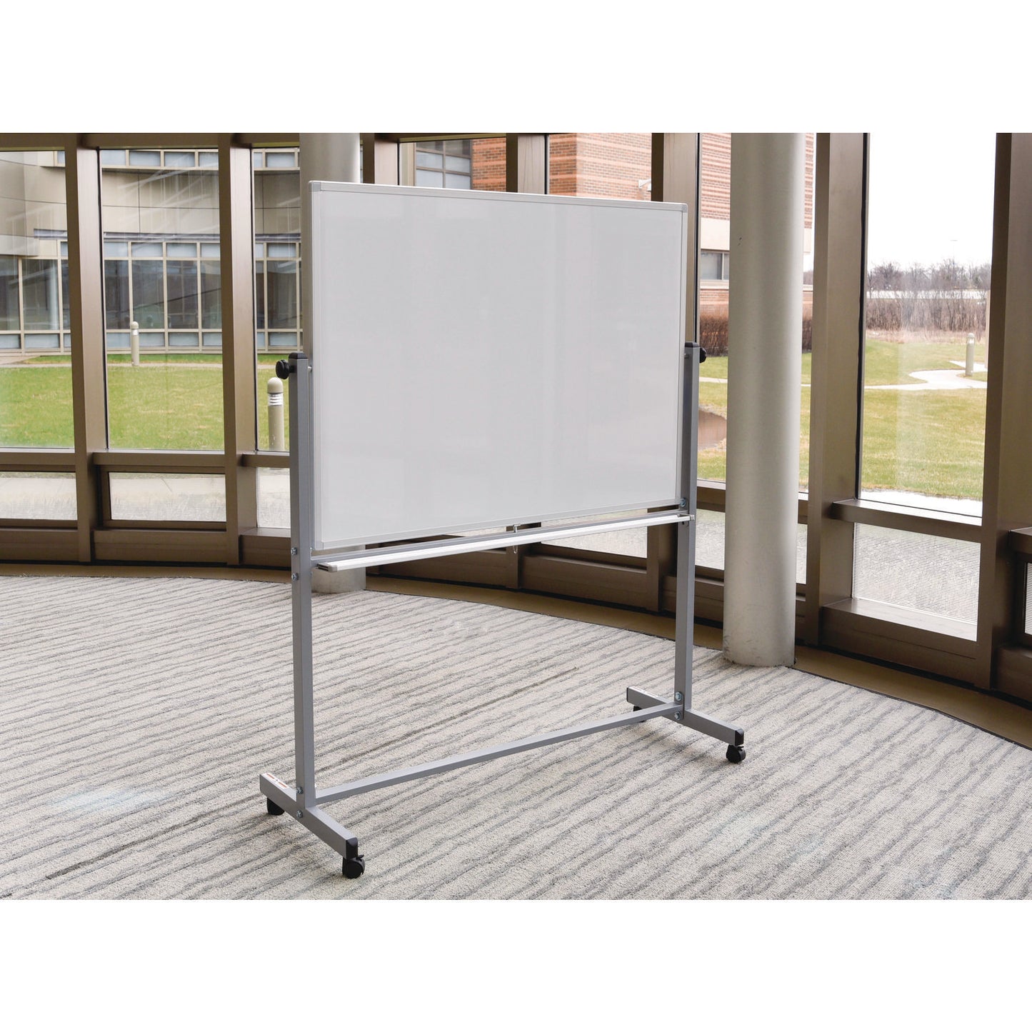 Luxor Mobile Magnetic Whiteboard, 72" x 40", White Surface, Silver Aluminum Frame (LXCMB7240WW)