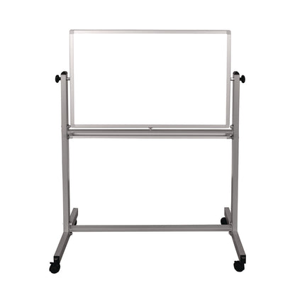 Luxor Mobile Magnetic Whiteboard, 36" x 24", White Surface, Silver Aluminum Frame (LXCMB3624WW)