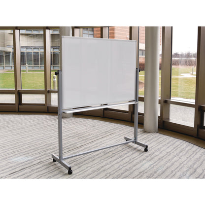 Luxor Mobile Magnetic Whiteboard, 48" x 36", White Surface, Silver Aluminum Frame (LXCMB4836WW)