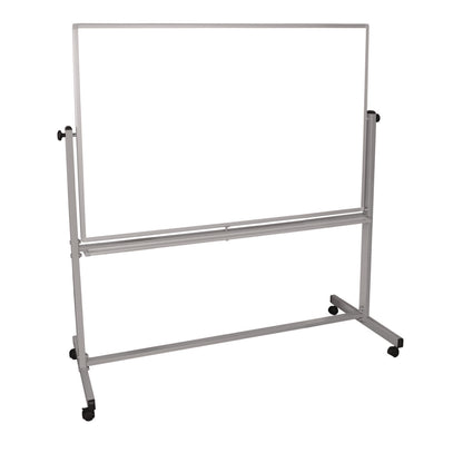 Luxor Mobile Magnetic Whiteboard, 60" x 40", White Surface, Silver Aluminum Frame (LXCMB6040WW)