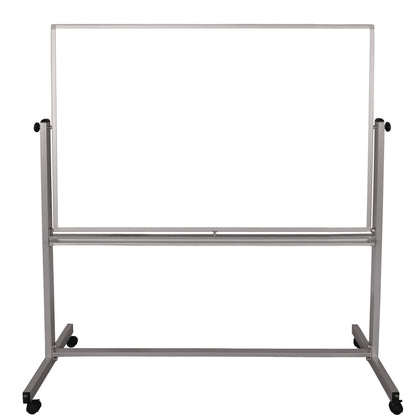 Luxor Mobile Magnetic Whiteboard, 60" x 40", White Surface, Silver Aluminum Frame (LXCMB6040WW)