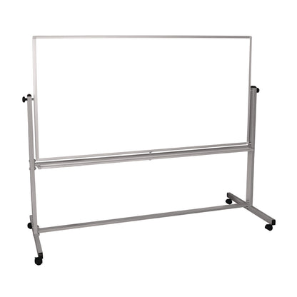 Luxor Mobile Magnetic Whiteboard, 72" x 40", White Surface, Silver Aluminum Frame (LXCMB7240WW)