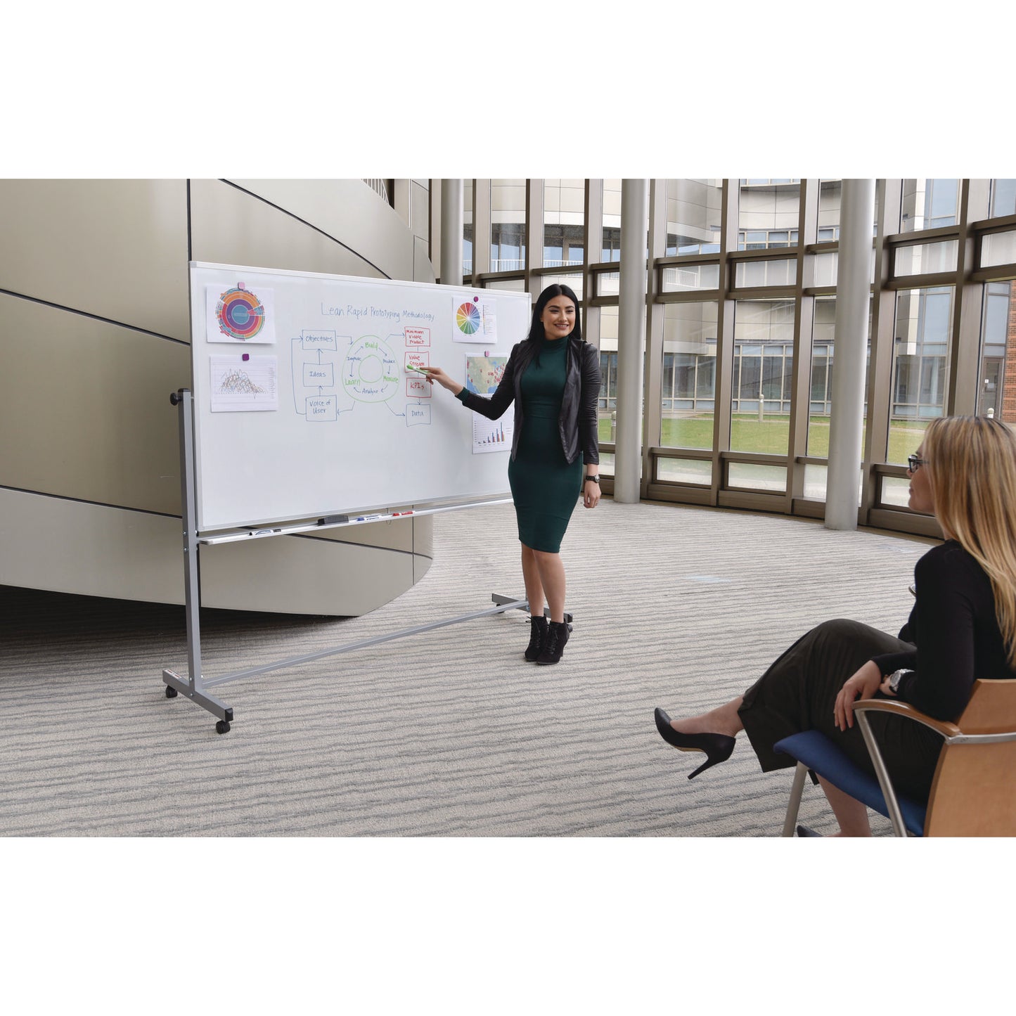 Luxor Mobile Magnetic Whiteboard, 72" x 40", White Surface, Silver Aluminum Frame (LXCMB7240WW)