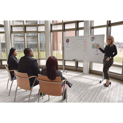 Luxor Mobile Magnetic Whiteboard, 72" x 40", White Surface, Silver Aluminum Frame (LXCMB7240WW)
