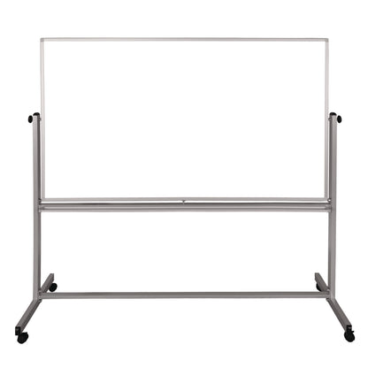 Luxor Mobile Magnetic Whiteboard, 72" x 40", White Surface, Silver Aluminum Frame (LXCMB7240WW)