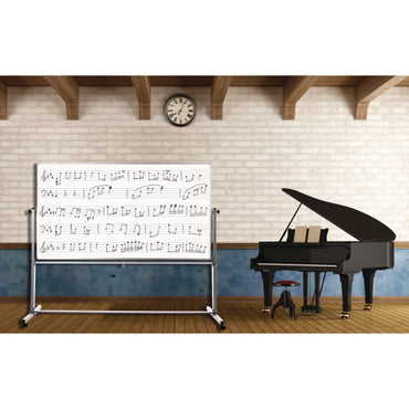 Luxor Mobile Music Staff Whiteboard, Dual-Sided Music Notation, 72" x 48", White Surface, Silver Aluminum Frame (LXCMB7248MM)