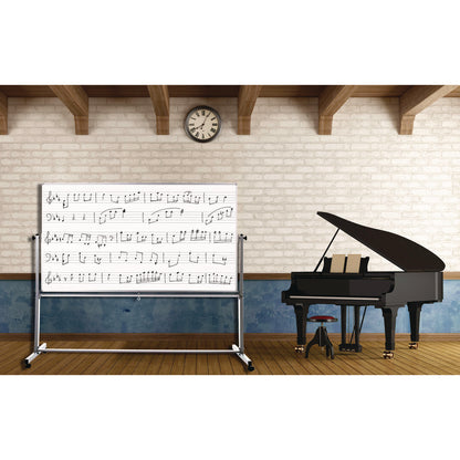 Luxor Mobile Music Staff Whiteboard, Dual-Sided Music Notation, 72" x 48", White Surface, Silver Aluminum Frame (LXCMB7248MM)