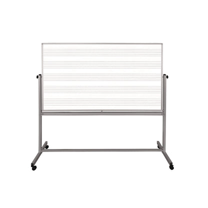 Luxor Mobile Music Staff Whiteboard, Dual-Sided Music Notation, 72" x 48", White Surface, Silver Aluminum Frame (LXCMB7248MM)