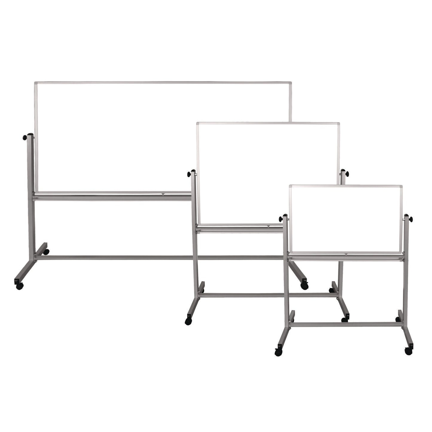 Luxor Mobile Magnetic Whiteboard, 96" x 40", White Surface, Silver Aluminum Frame (LXCMB9640WW)