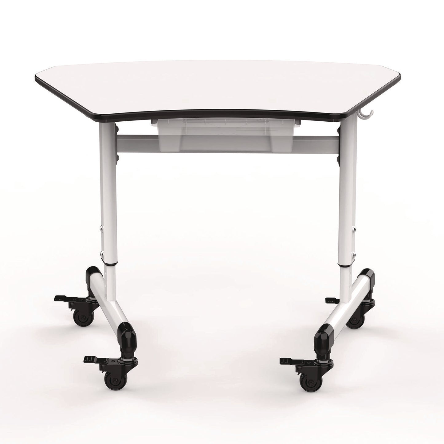 Luxor Height-Adjustable Trapezoid Student Desk with Drawer, 60.25 x 21 x 32 to 38, White (LXCMBSDESK)