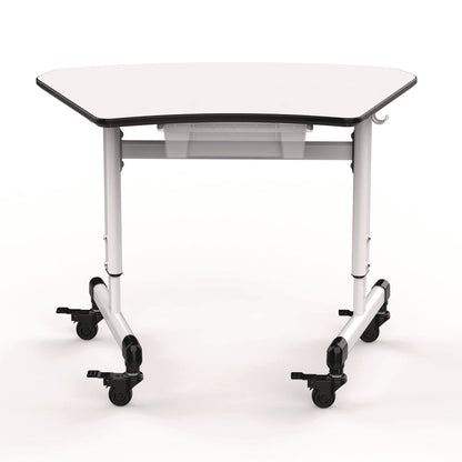 Luxor Height-Adjustable Trapezoid Student Desk with Drawer, 60.25 x 21 x 32 to 38, White (LXCMBSDESK)