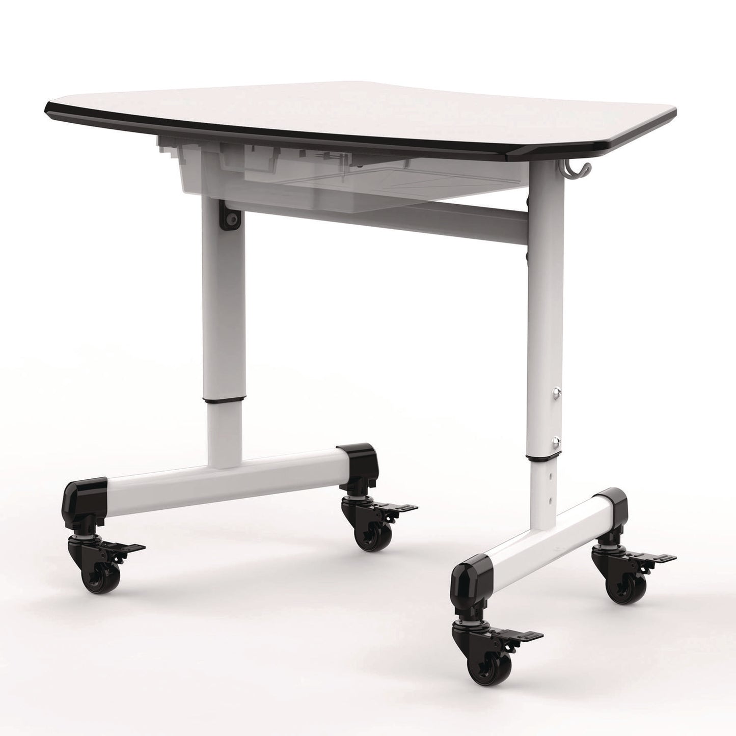 Luxor Height-Adjustable Trapezoid Student Desk with Drawer, 60.25 x 21 x 32 to 38, White (LXCMBSDESK)