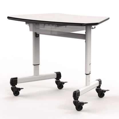 Luxor Height-Adjustable Trapezoid Student Desk with Drawer, 60.25 x 21 x 32 to 38, White (LXCMBSDESK)