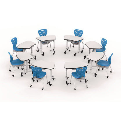 Luxor Height-Adjustable Trapezoid Student Desk with Drawer, 60.25 x 21 x 32 to 38, White (LXCMBSDESK)