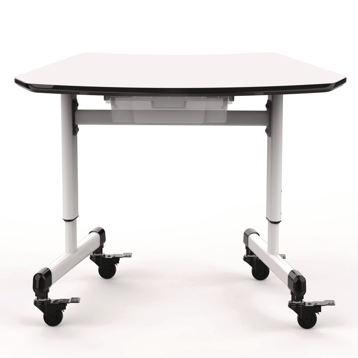 Luxor Height-Adjustable Trapezoid Student Desk with Drawer, 60.25 x 21 x 32 to 38, White (LXCMBSDESK)