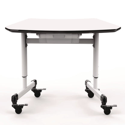 Luxor Height-Adjustable Trapezoid Student Desk with Drawer, 60.25 x 21 x 32 to 38, White (LXCMBSDESK)