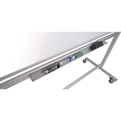 Luxor Mobile Magnetic Glass Dry Erase Board, 48" x 36", White Surface, Silver Aluminum Frame (LXCMMGB4836)