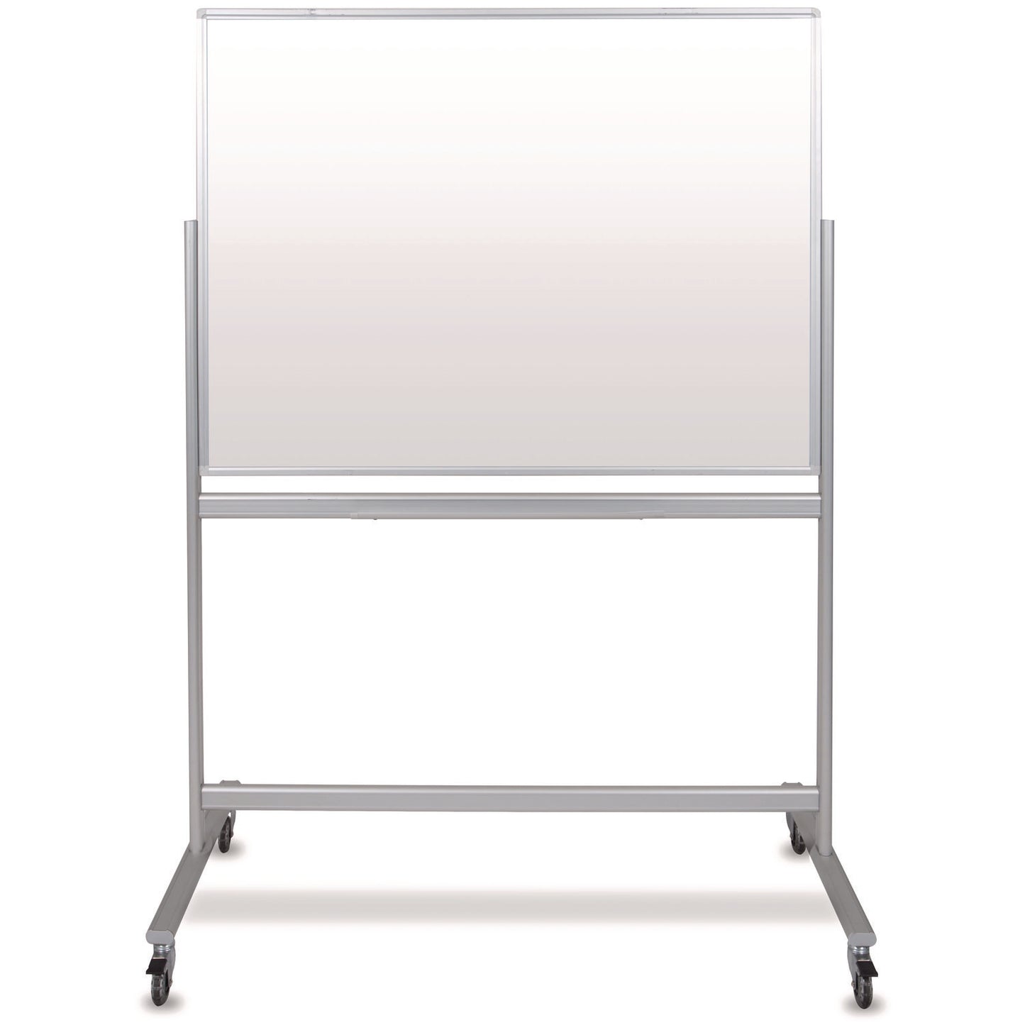 Luxor Mobile Magnetic Glass Dry Erase Board, 48" x 36", White Surface, Silver Aluminum Frame (LXCMMGB4836)