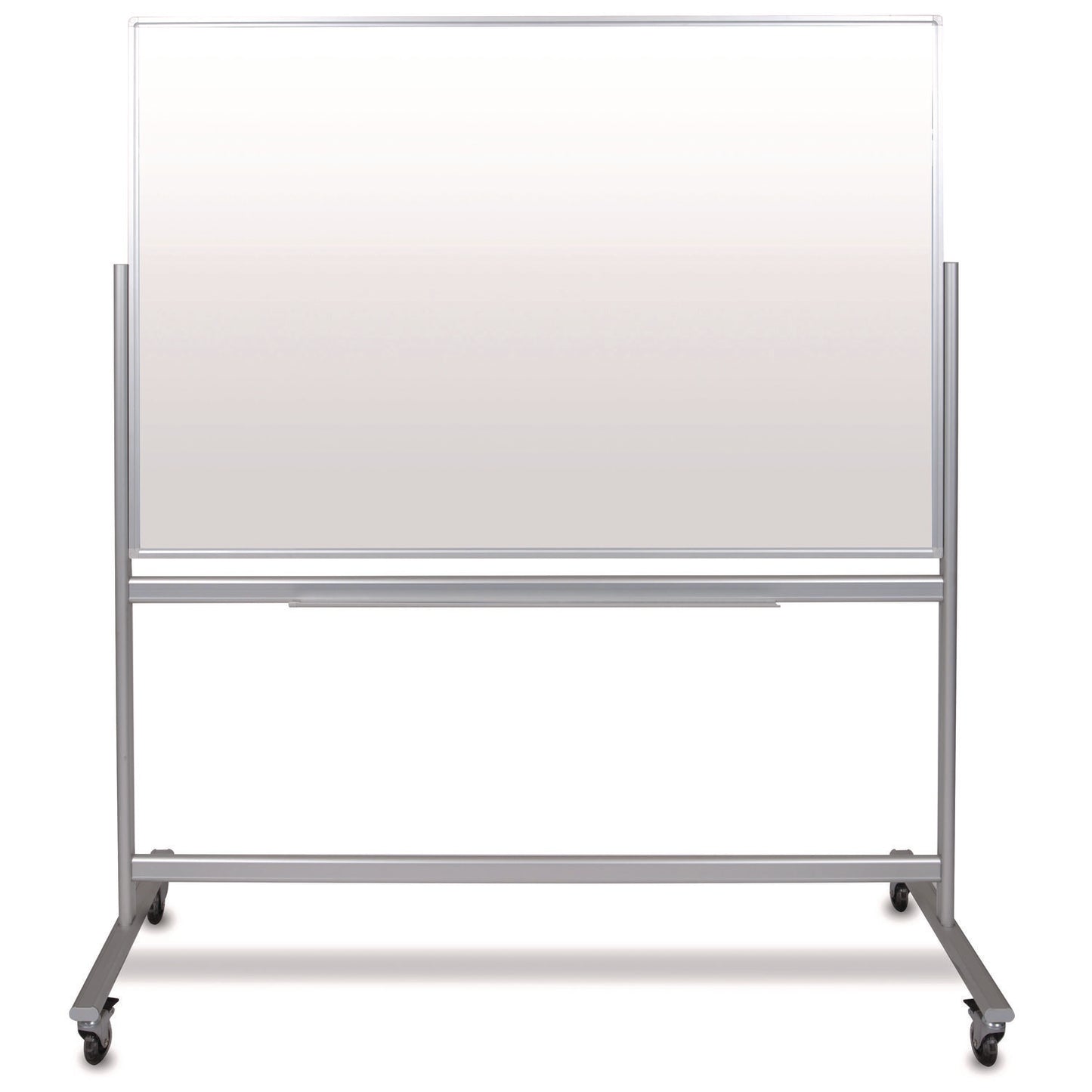 Luxor Mobile Magnetic Glass Dry Erase Board, 60" x 40", White Surface, Silver Aluminum Frame (LXCMMGB6040)