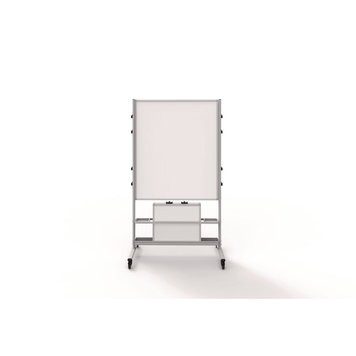 Luxor Mobile Collaboration Station Whiteboard with 4 Attachable Marker Boards, 40.4" x 48.6", White Surface, Silver Aluminum Frame (LXCCLLABSTO)