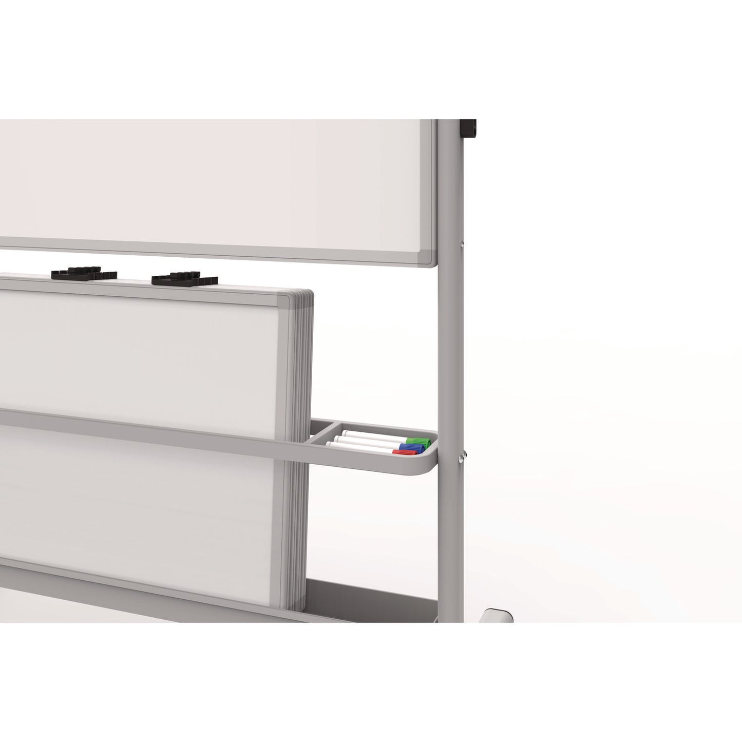 Luxor Mobile Collaboration Station Whiteboard with 4 Attachable Marker Boards, 40.4" x 48.6", White Surface, Silver Aluminum Frame (LXCCLLABSTO)