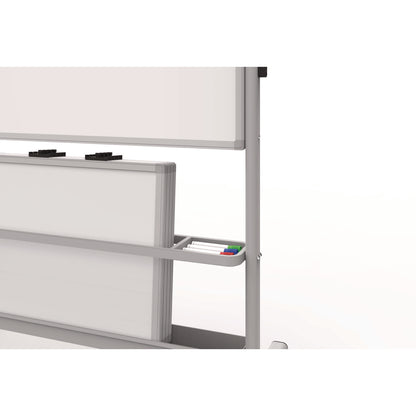 Luxor Mobile Collaboration Station Whiteboard with 4 Attachable Marker Boards, 40.4" x 48.6", White Surface, Silver Aluminum Frame (LXCCLLABSTO)