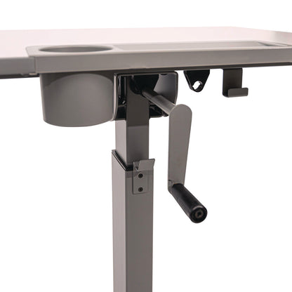 Luxor Sit Stand Student Desk with Crank Handle, 27.5 x 19.5 x 26.25 to 42, White/Gray (LXCSTUDENTC)