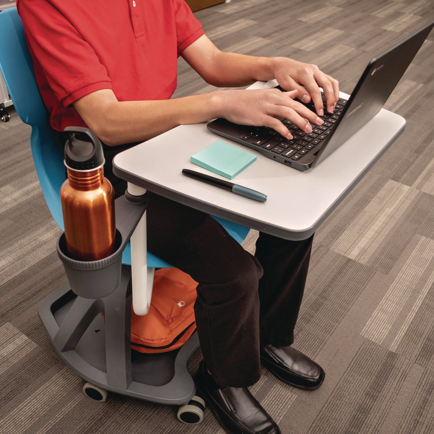 Luxor Classroom Series All-In-One Student Desk and Chair, Supports Up to 330 lb, 19" Seat Height, Blue Seat/Back, Gray Base (LXCSTDENTMTACHR)