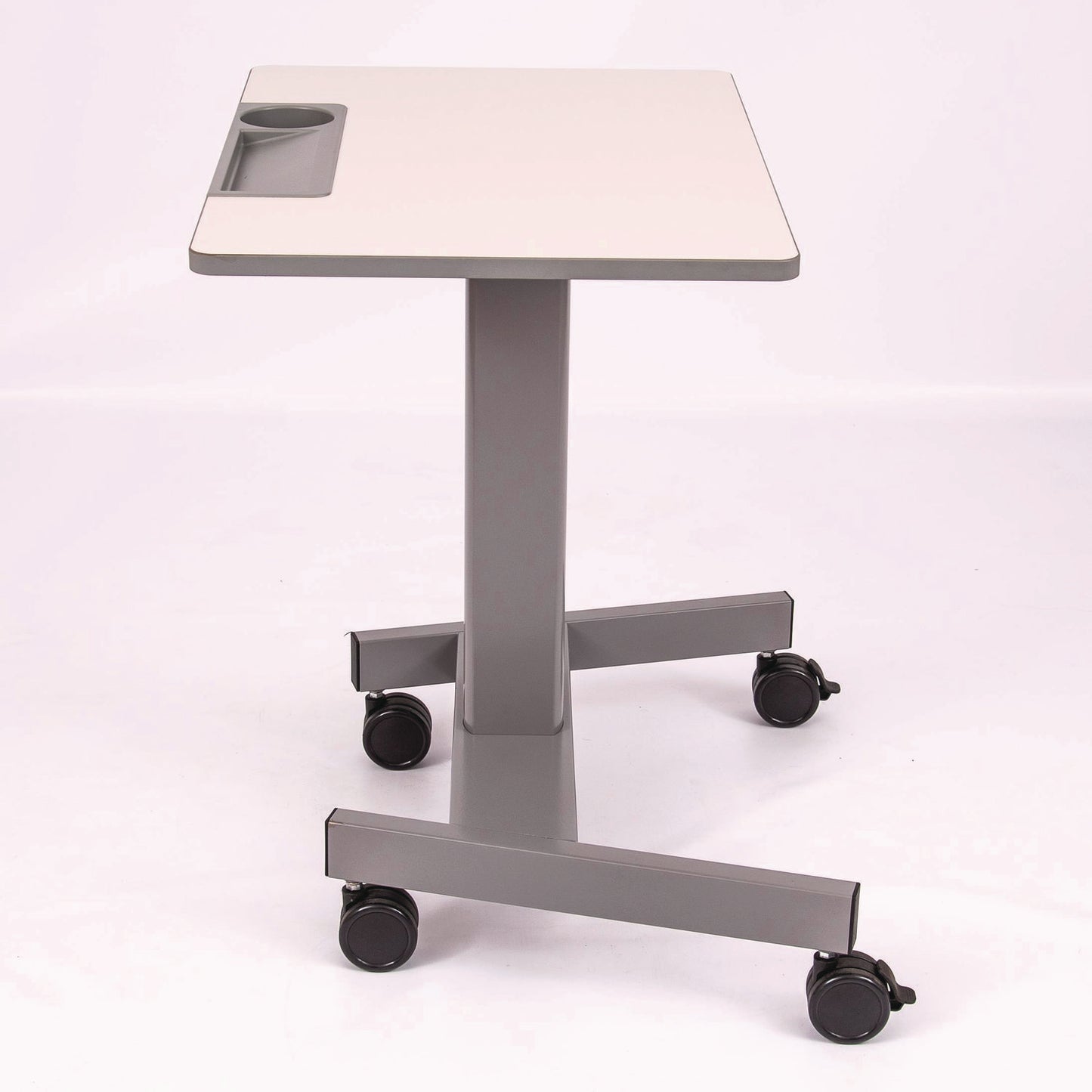Luxor Pneumatic Sit Stand Desk, 27.5 x 19.5 x 26.25 to 42, White/Gray (LXCSTUDENTP)