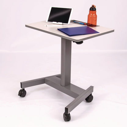 Luxor Pneumatic Sit Stand Desk, 27.5 x 19.5 x 26.25 to 42, White/Gray (LXCSTUDENTP)