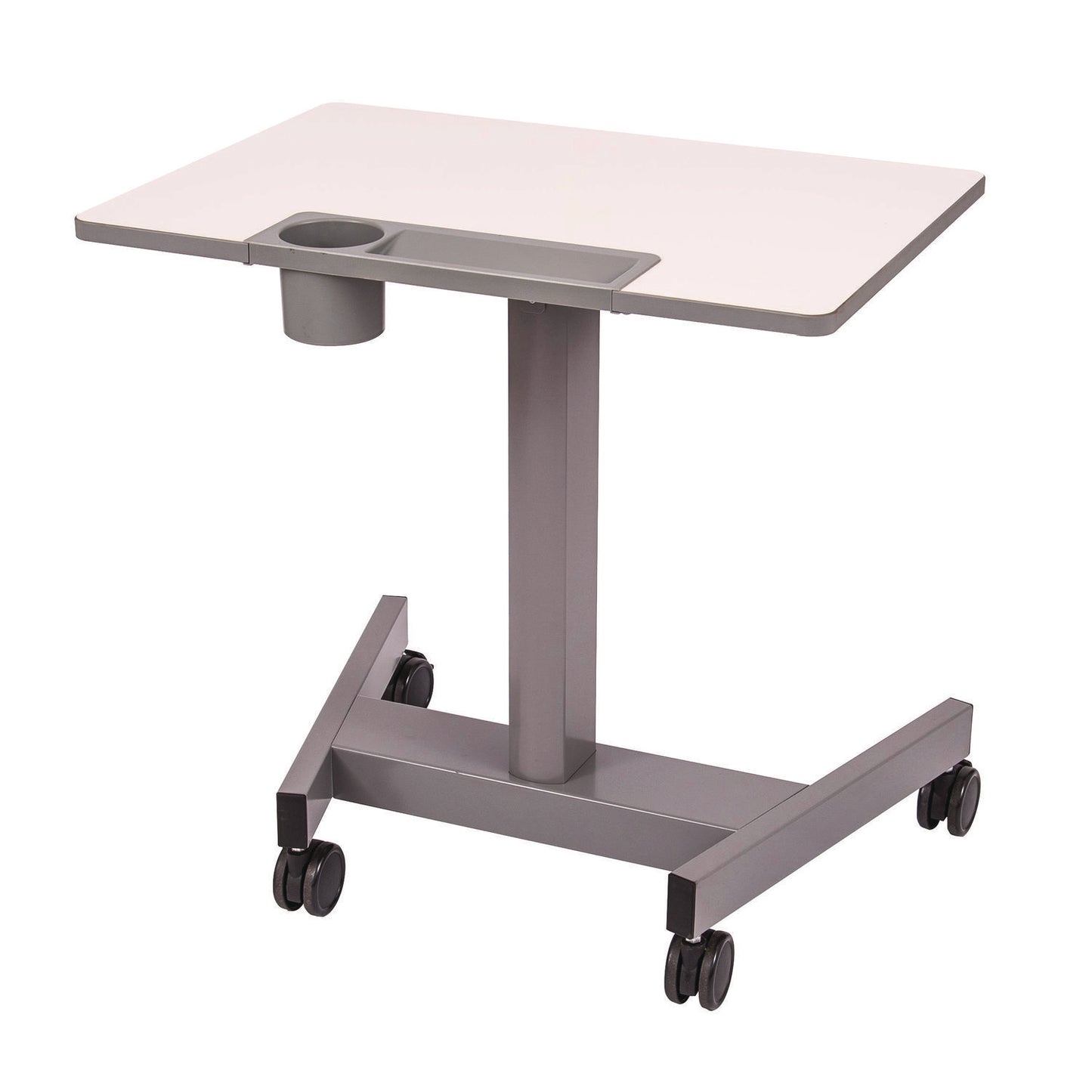 Luxor Pneumatic Sit Stand Desk, 27.5 x 19.5 x 26.25 to 42, White/Gray (LXCSTUDENTP)