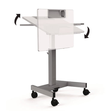 Luxor Pneumatic Adjustable Height Flip Top Student Desk, 27.5 x 19.5 x 26.25 to 42, White/Gray (LXCSTUDENTPTILT)