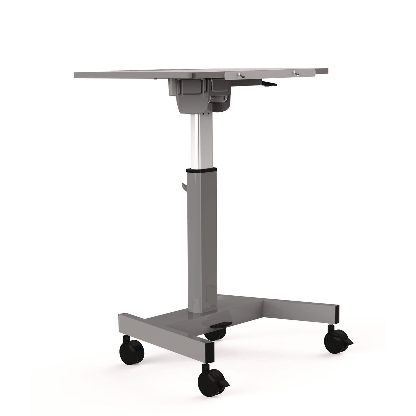 Luxor Pneumatic Adjustable Height Flip Top Student Desk, 27.5 x 19.5 x 26.25 to 42, White/Gray (LXCSTUDENTPTILT)