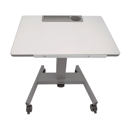 Luxor Pneumatic Adjustable Height Flip Top Student Desk, 27.5 x 19.5 x 26.25 to 42, White/Gray (LXCSTUDENTPTILT)