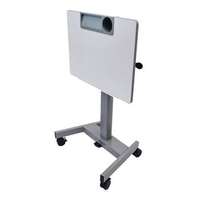 Luxor Pneumatic Adjustable Height Flip Top Student Desk, 27.5 x 19.5 x 26.25 to 42, White/Gray (LXCSTUDENTPTILT)
